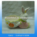 Serie de Pascua depósito de almacenamiento de cerámica con diseño de conejo